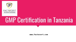 gmp certification in tanzania
