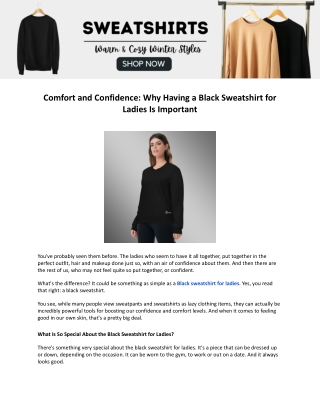 Comfort and Confidence Why Having a Black Sweatshirt for Ladies Is Important?