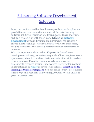 E-Learning Software Development Solutions