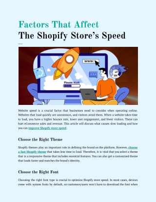 Factors that Affect the Shopify Store’s Speed