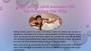 Enjoy private adult moments with top Bangalore Call