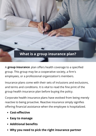 What is a group insurance plan