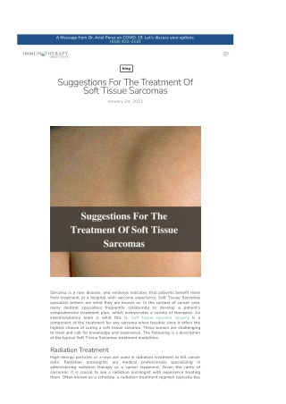 Suggestions For The Treatment Of Soft Tissue Sarcomas