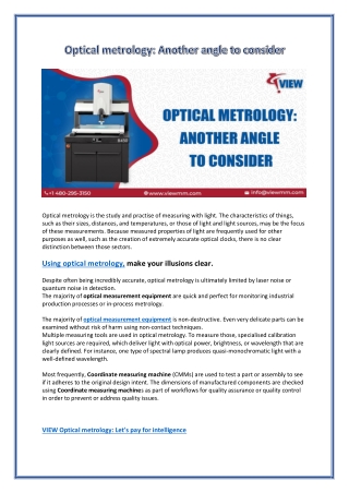 Optical metrology Another angle to consider