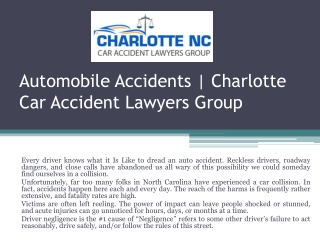 Automobile Accidents | Charlotte Car Accident Lawyers Group