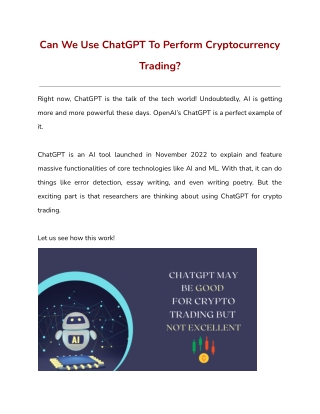 Can We Use ChatGPT To Perform Cryptocurrency Trading