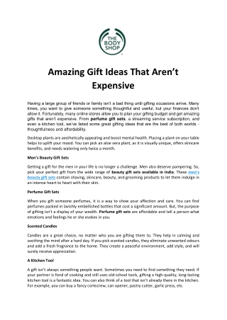 Amazing Gift Ideas That Aren't Expensive