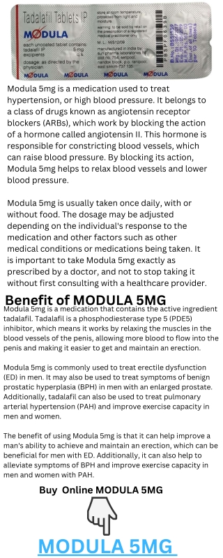 Modula 5mg Tablet View Uses, Side Effects, Price and Substitutes