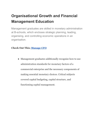 Organisational Growth and Financial Management Education