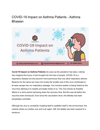 COVID-19 Impact on Asthma Patients - Asthma Bhawan