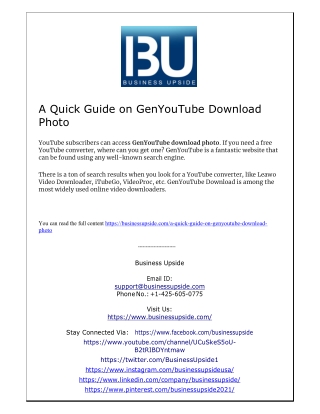 A Quick Guide on GenYouTube Download Photo