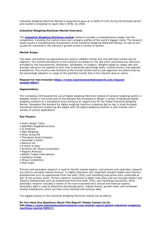 Global Industry Analysis and Forecast for Industrial Weighing Machines (2022-202