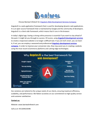 AngularJs web development services company - Baniwal Infotech