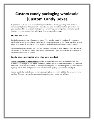 Custom candy packaging wholesale