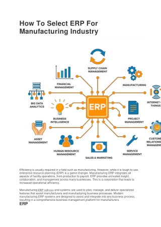 How To Select ERP For Manufacturing Industry