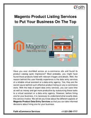 Magento Product Listing Data Entry Services To Put Your Business On The Top