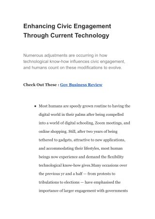 Enhancing Civic Engagement Through Current Technology