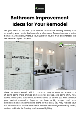 Bathroom Improvement Ideas for Your Remodel