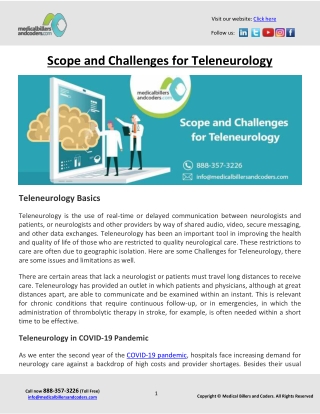 Scope and Challenges for Teleneurology