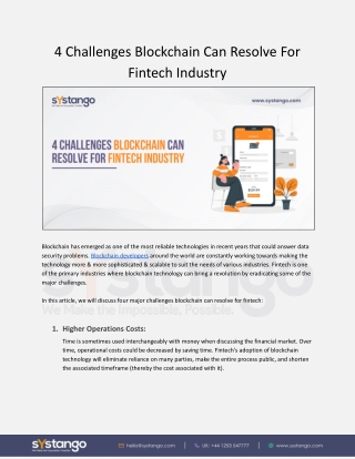 4 Challenges Blockchain Can Resolve For Fintech Industry