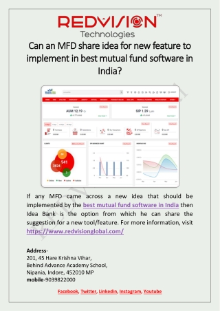 Can an MFD share idea for new feature to implement in best mutual fund software in India