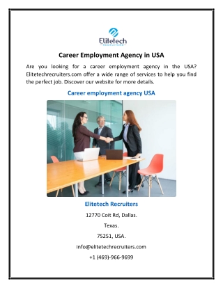 Career Employment Agency in USA