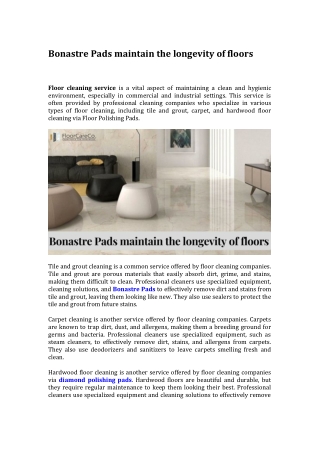 Bonastre Pads maintain the longevity of floors