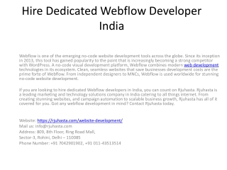 Hire Dedicated Webflow Developer India