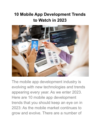 10 Mobile App Development Trends to Watch in 2023