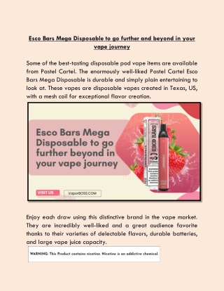 Esco Bars Mega Disposable to go further and beyond in your vape journey