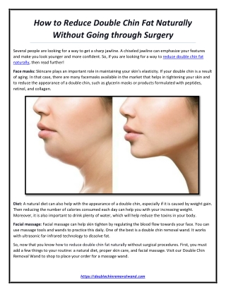 How to Reduce Double Chin Fat Naturally Without Going through Surgery