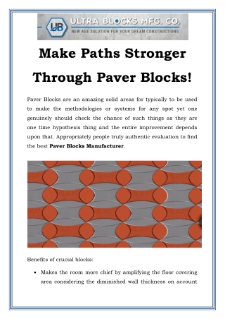 Make Paths Stronger Through Paver Blocks