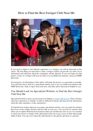 How to Find the Best Swinger Club Near Me