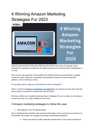 4 Winning Amazon Marketing Strategies For 2023