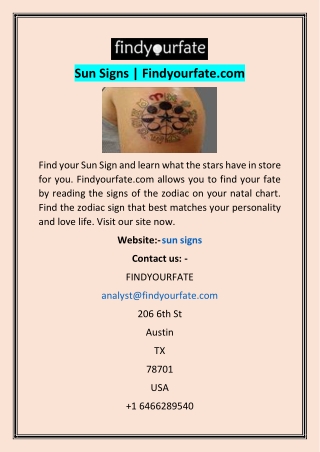 Sun Signs | Findyourfate.com