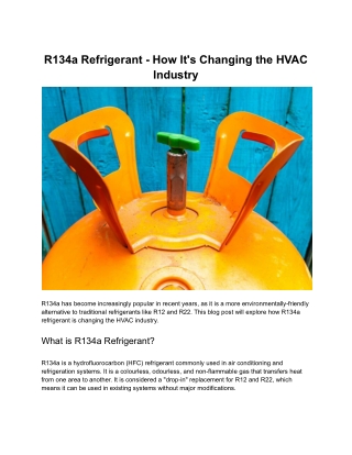 How R134a Refrigerant Is Changing the HVAC Industry