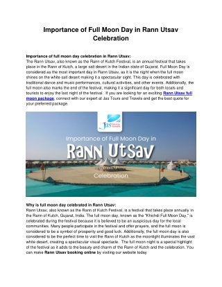 Importance of Full Moon Day in Rann Utsav Celebration