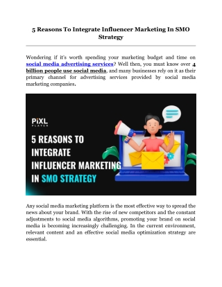 5 Reasons To Integrate Influencer Marketing In SMO Strategy