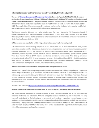 Ethernet Connector and Transformer Market