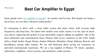 Best Car Amplifier In Egypt