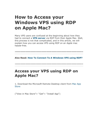 How to Access your Windows VPS using RDP on Apple Mac