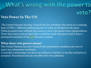 What’s wrong with the power to veto