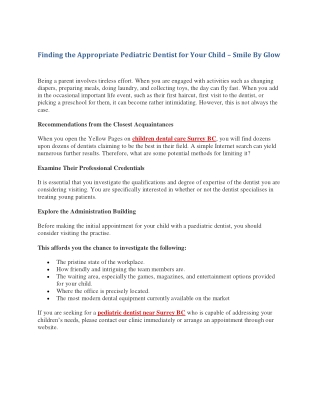 Finding the Appropriate Pediatric Dentist for Your Child – Smile By Glow