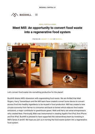 Meet Mill An opportunity to convert food waste into a regenerative food system - Buckhill Capital LP