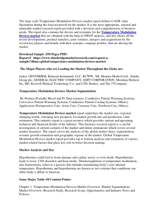 Temperature Modulation Devices Market
