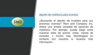 alquiler de mobiliario para eventos  Rentandcompany.com