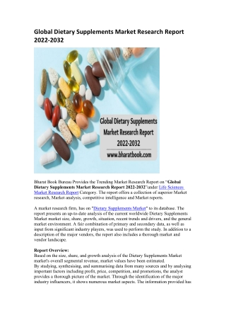 Global Dietary Supplements Market Research Report 2022-2032