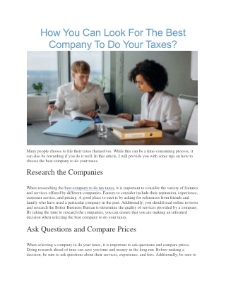 Best company to do my taxes