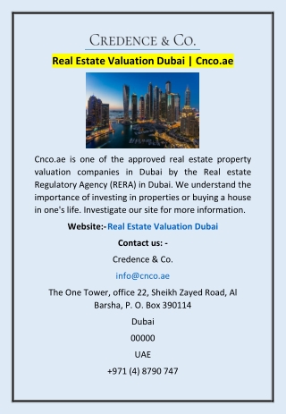 Real Estate Valuation Dubai | Cnco.ae