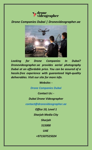 Drone Companies Dubai Dronevideographer.ae